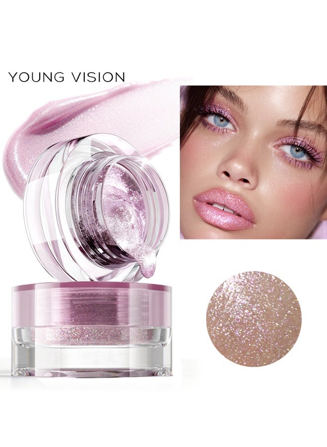 YOUNG VISION Liquid Glitter Eyeshadow-High-impact Eyeshadow With A Metallic Finish, Long-Lasting Gel-Based Formula, Quick Drying, Little Dipper #2 Pink Crystal - Image 1